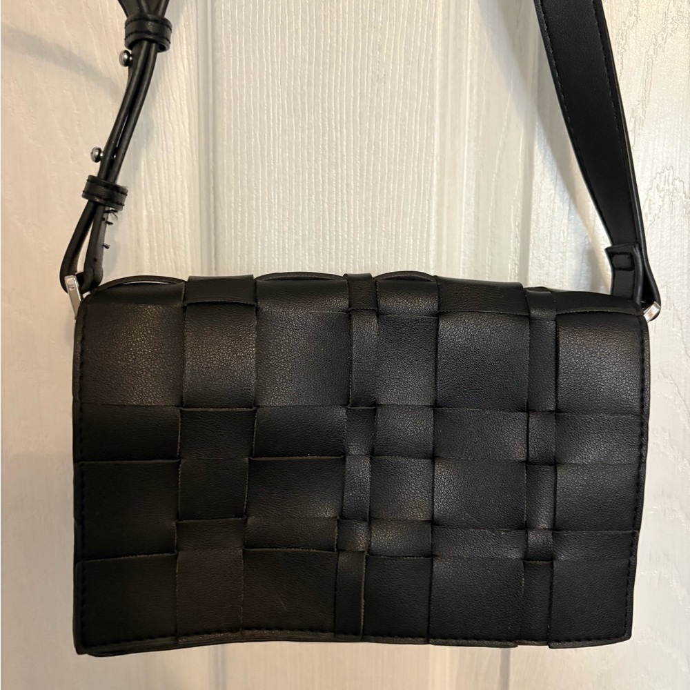 Black Woven Crossbody Bag